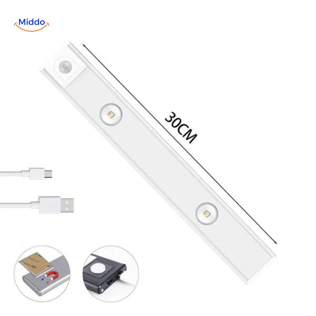Motion-Activated LED Strip Light | Rechargeable Under-Cabinet Lighting Bar | Thomler