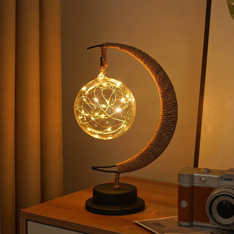 Table Lamp 11 in (28 cm) LED Celestial Moon Night Light Bedroom Living Room Decorative Lamp | Thomler