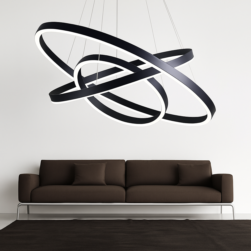 Modern Interlocking Ring Pendant Light with LED - Dimmable Aluminum Chandelier for Dining Room & Living Room | Thomler