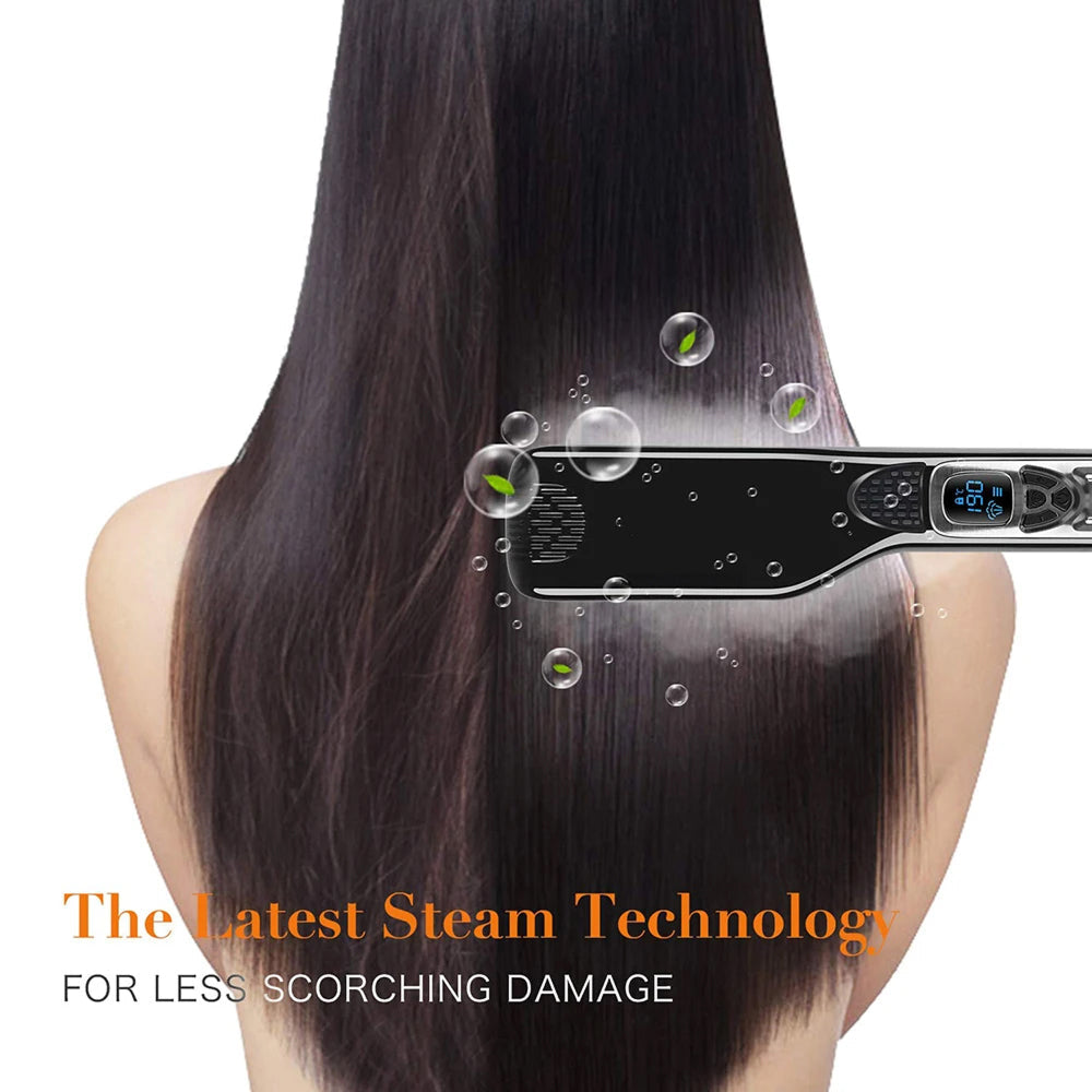 Ceramic Steam Hair Iron with Digital Display & Moisture Control for Silky Results | Thomler