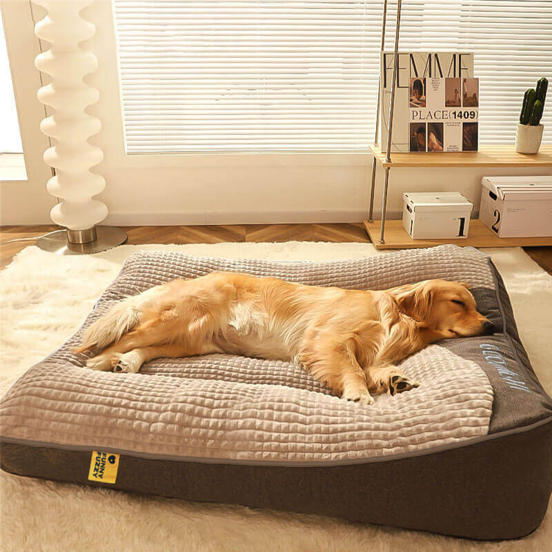 Memory Foam Dog Bed with Raised Pillow for Large Dogs – Joint Support Pet Cushion for Senior Dogs and Big Breeds | Thomler