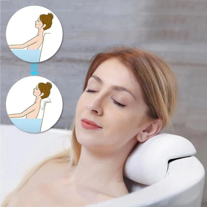 Bath Pillow with Suction Cups – Cushioned Neck Support for Tub & Spa Relaxation, Waterproof & Non-Slip for Home Bathing | Thomler
