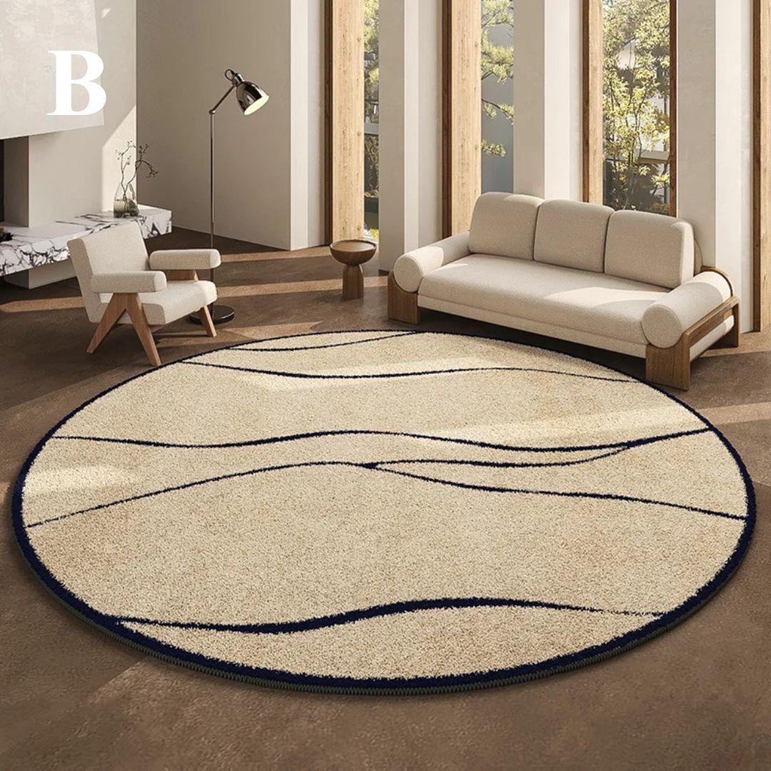 French-Inspired Round Area Rug – Plush Black Pattern Circle Carpet for Living Room, Bedroom & Entryway | Thomler