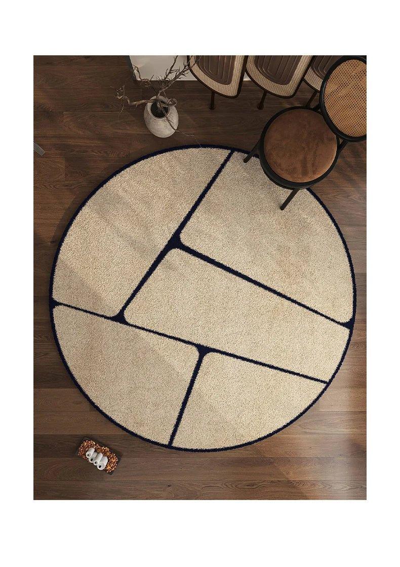 French-Inspired Round Area Rug – Plush Black Pattern Circle Carpet for Living Room, Bedroom & Entryway | Thomler