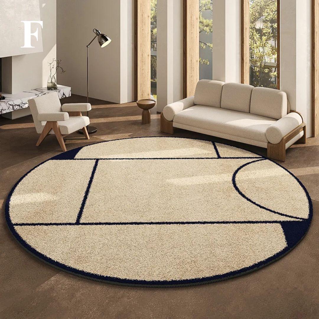 French-Inspired Round Area Rug – Plush Black Pattern Circle Carpet for Living Room, Bedroom & Entryway | Thomler