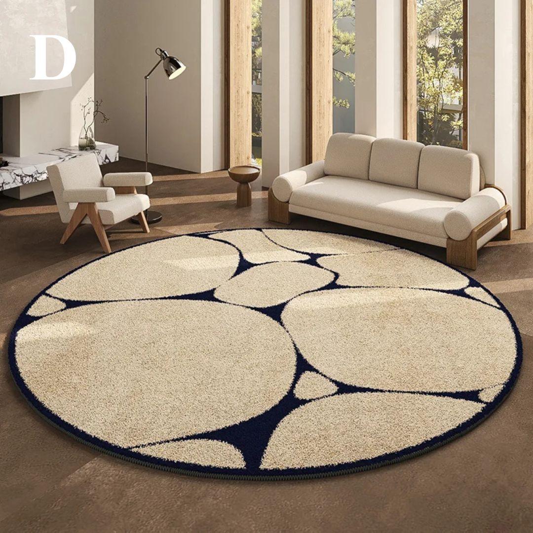 French-Inspired Round Area Rug – Plush Black Pattern Circle Carpet for Living Room, Bedroom & Entryway | Thomler