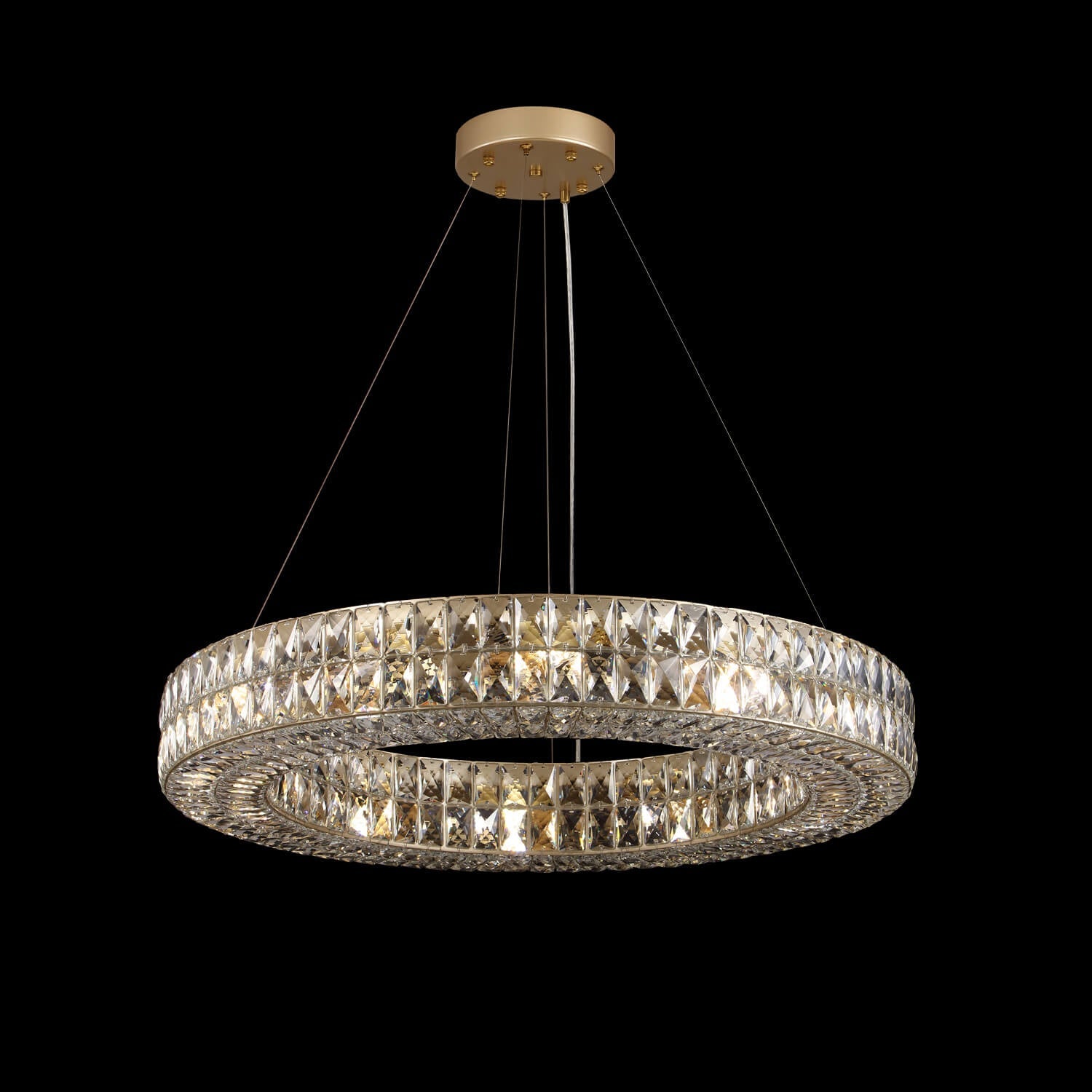 Double-Ring Crystal Chandelier in Gold or Silver Finish – Contemporary Candelabra-Style Hanging Light for Dining Room & Kitchen Island – 3 | Thomler