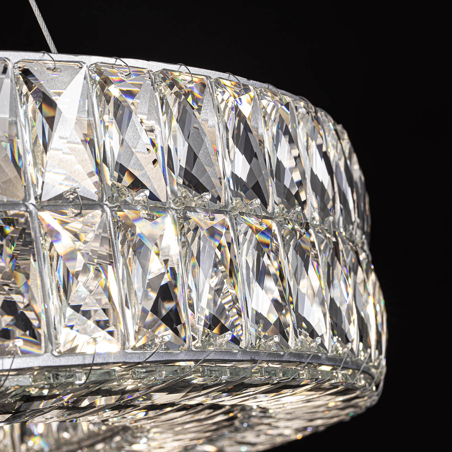Double-Ring Crystal Chandelier in Gold or Silver Finish – Contemporary Candelabra-Style Hanging Light for Dining Room & Kitchen Island – 3 | Thomler