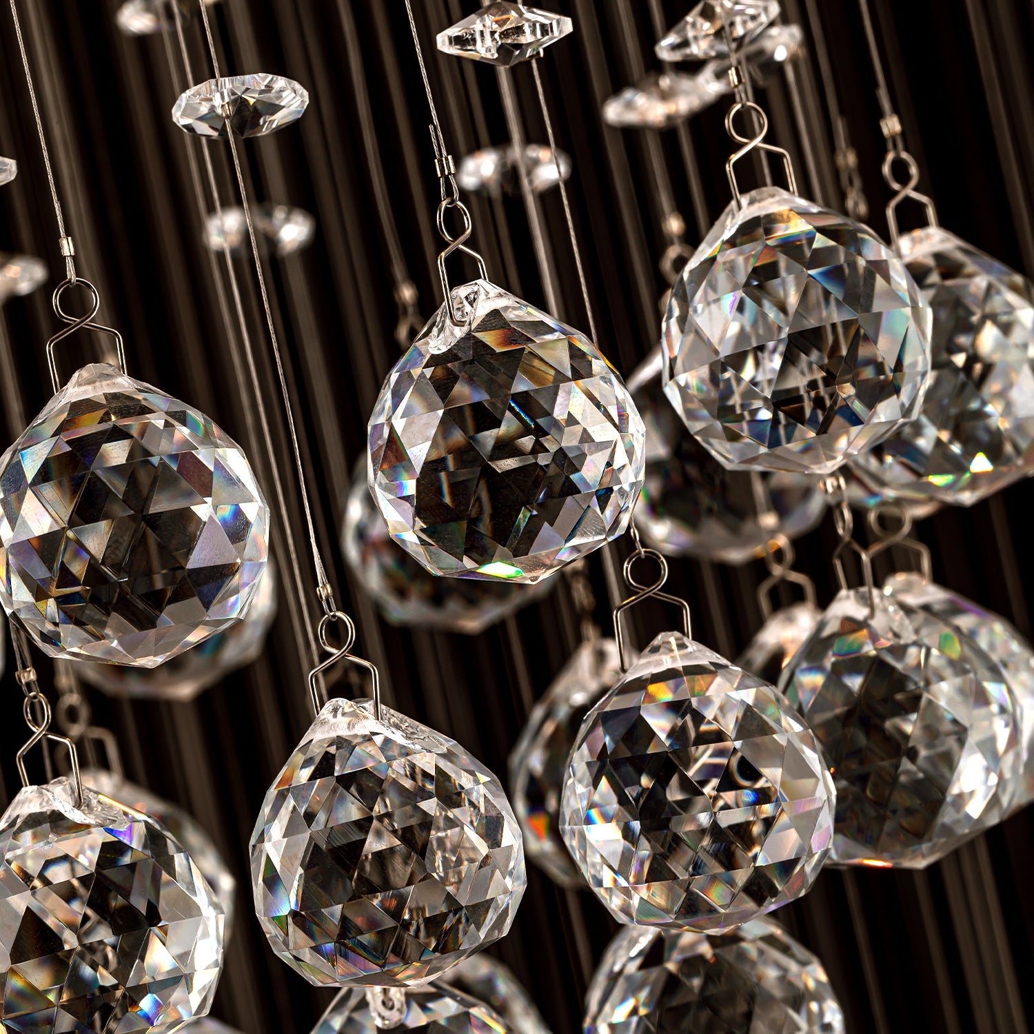 Orbital Raindrop Crystal Chandelier with Multi-Tier Chrome Frame for Stairwells & High Ceilings | Thomler