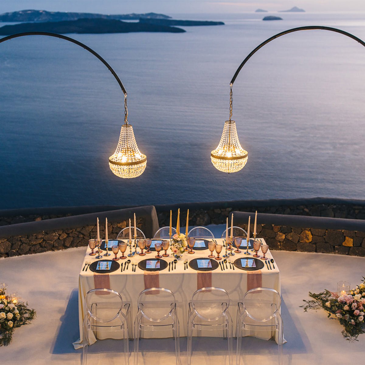 Weather-Resistant Hanging Pendant Fixture with Faceted Prisms for Patios & Events 12V LED Illumination | Thomler