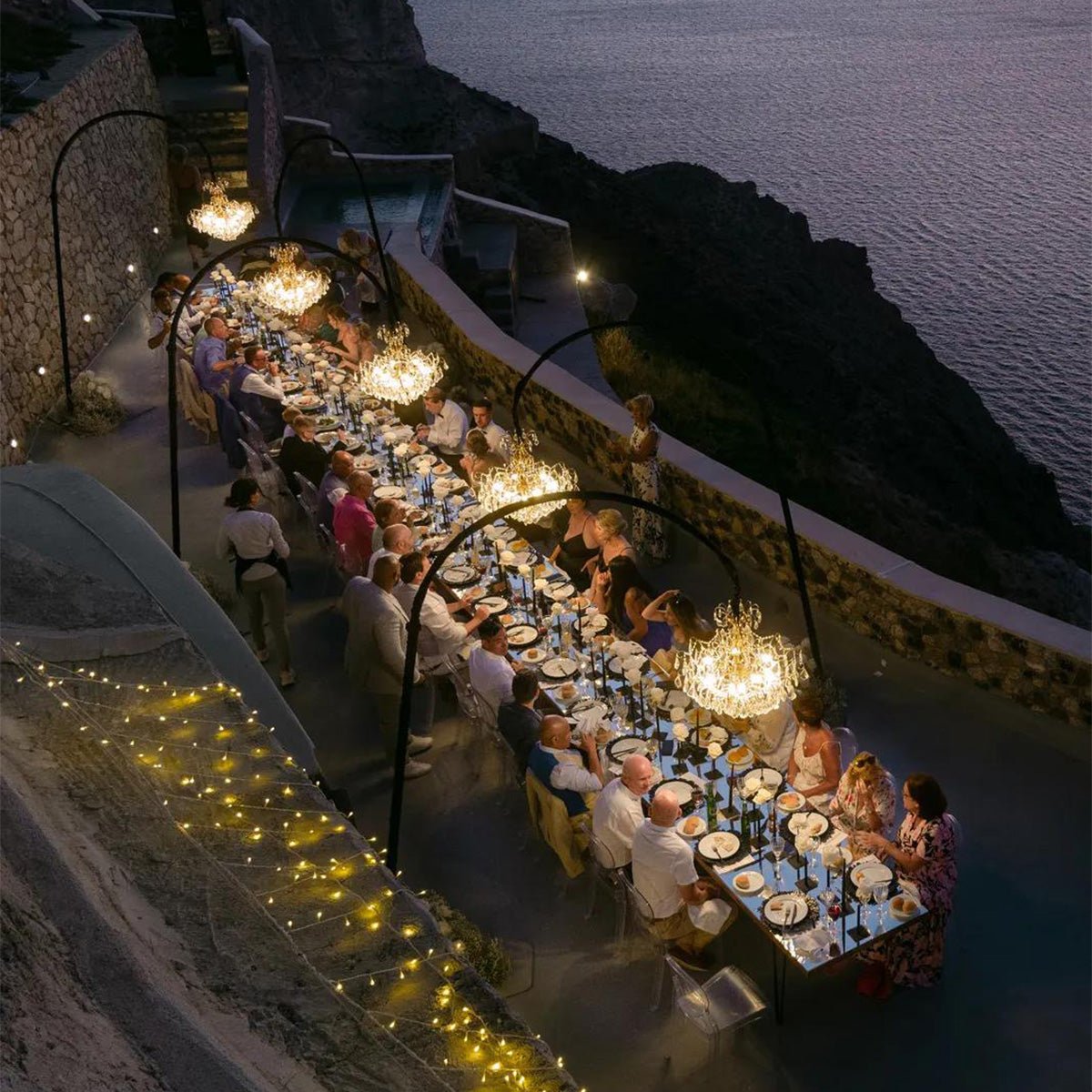 Weather-Resistant Hanging Pendant Fixture with Faceted Prisms for Patios & Events 12V LED Illumination | Thomler
