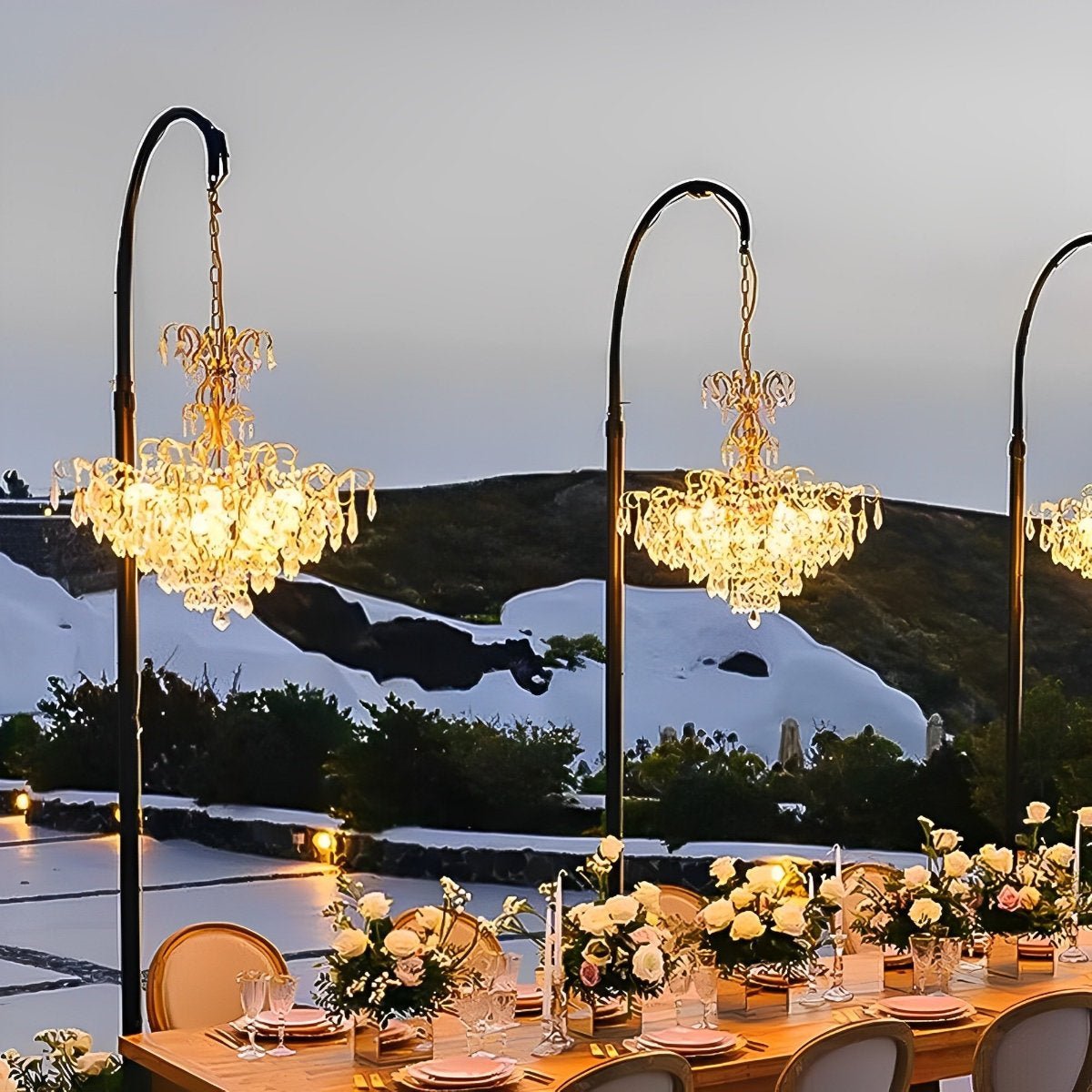 Weather-Resistant Hanging Pendant Fixture with Faceted Prisms for Patios & Events 12V LED Illumination | Thomler