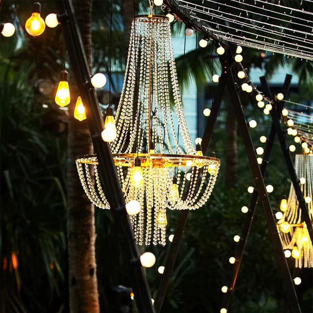 Weather-Resistant Hanging Pendant Fixture with Faceted Prisms for Patios & Events 12V LED Illumination | Thomler