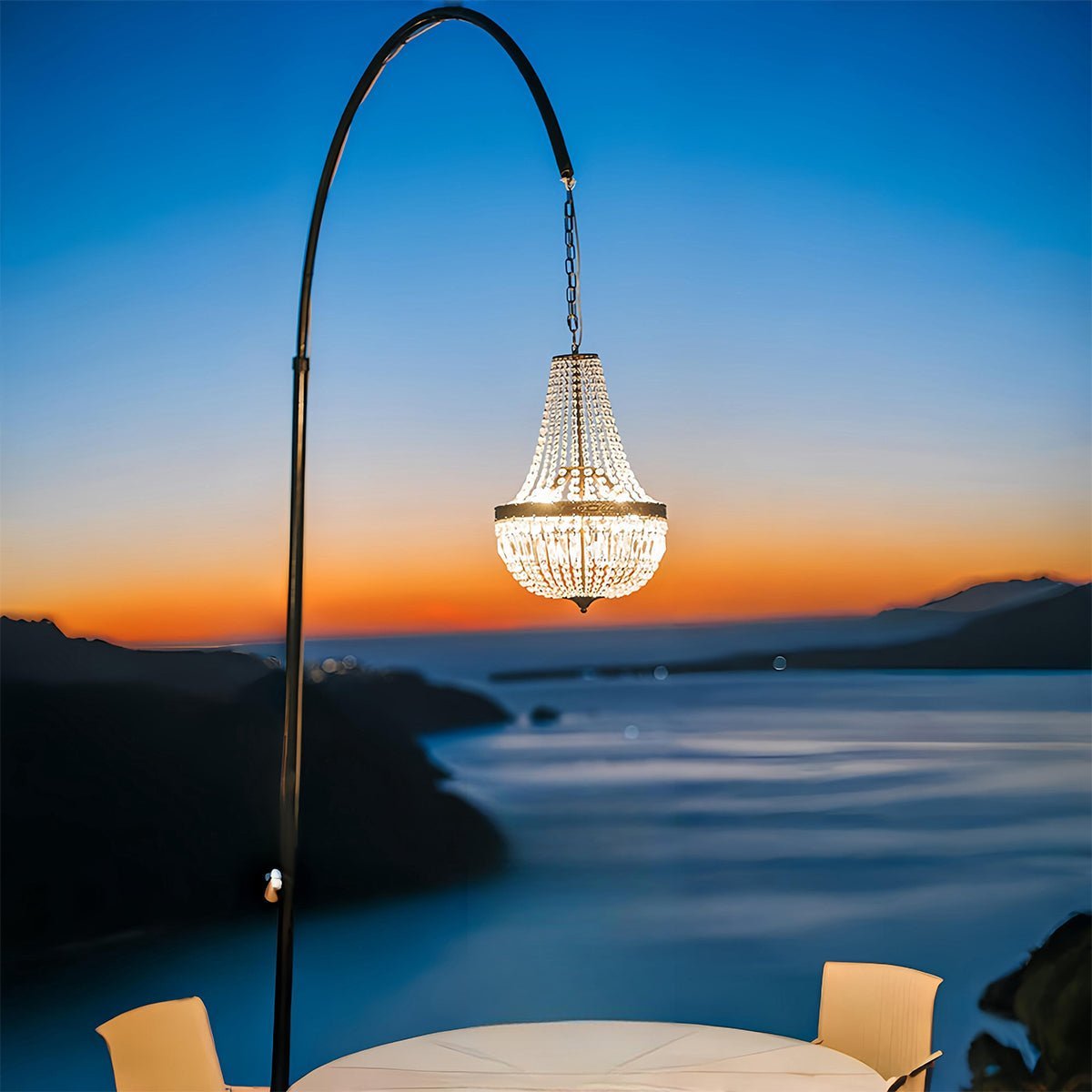 Weather-Resistant Hanging Pendant Fixture with Faceted Prisms for Patios & Events 12V LED Illumination | Thomler