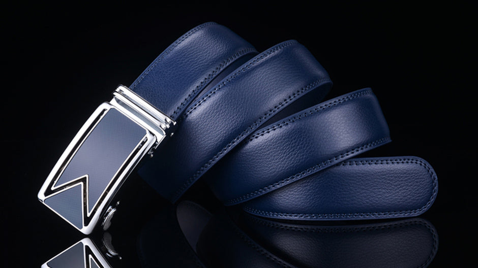 Genuine Cowhide Dress Belt for Men – Water-Resistant Full-Grain Leather with Scratch-Proof Finish, Classic Navy Waist Strap for Business & | Thomler