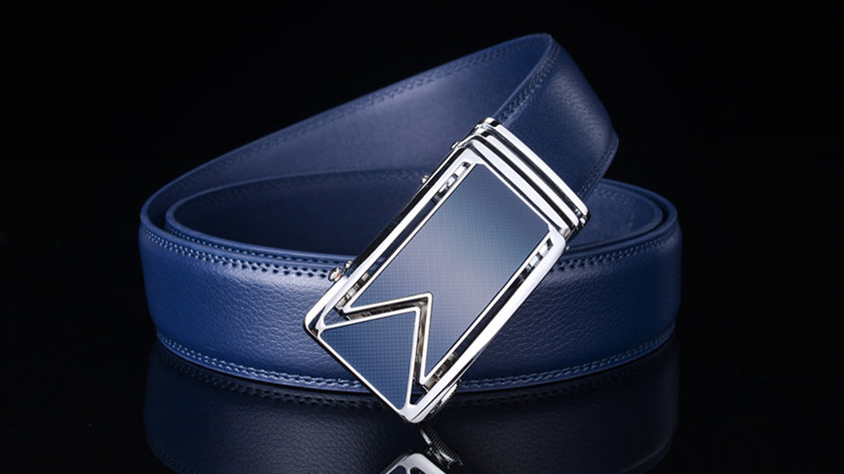 Genuine Cowhide Dress Belt for Men – Water-Resistant Full-Grain Leather with Scratch-Proof Finish, Classic Navy Waist Strap for Business & | Thomler