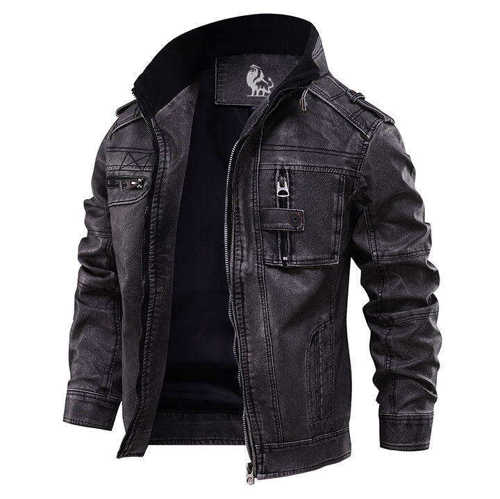 Classic Motorcycle Jacket – Premium Faux Leather, Water-Resistant & Scratch-Proof for Men | Rugged Biker Style Coat | Thomler