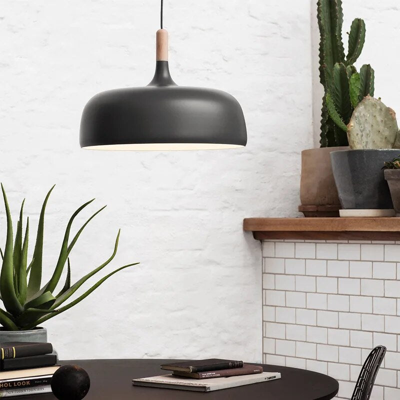 Pendant Light Metal 32.0 cm Black Dining Room Kitchen Island Hanging Ceiling Lamp Scandinavian LED Lighting | Thomler