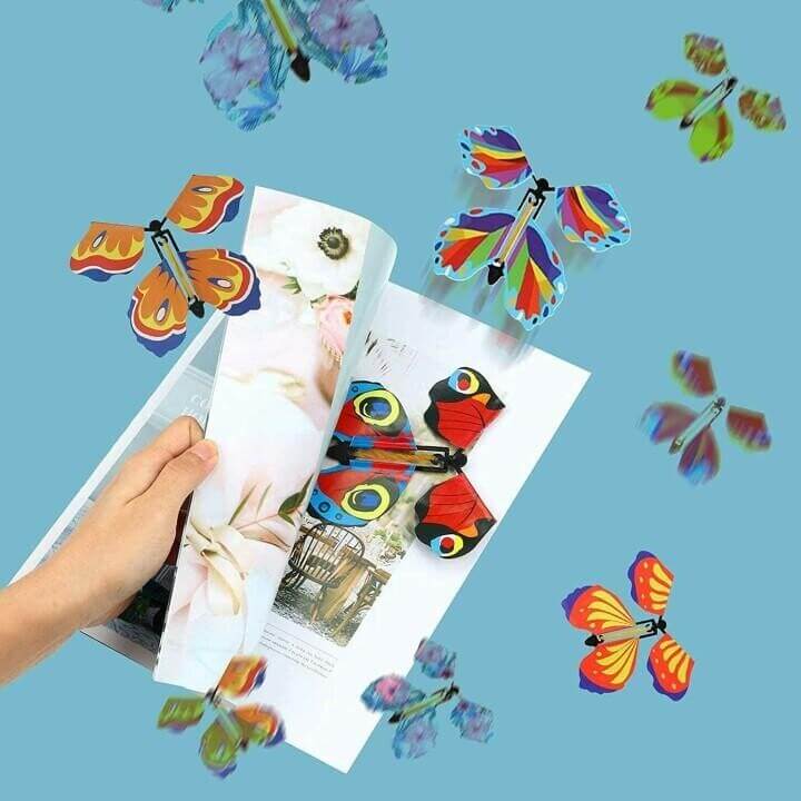 Wind-Up Flying Butterfly Surprise for Greeting Cards & Books | Novelty Gift Toy for Weddings Parties Birthdays | Thomler
