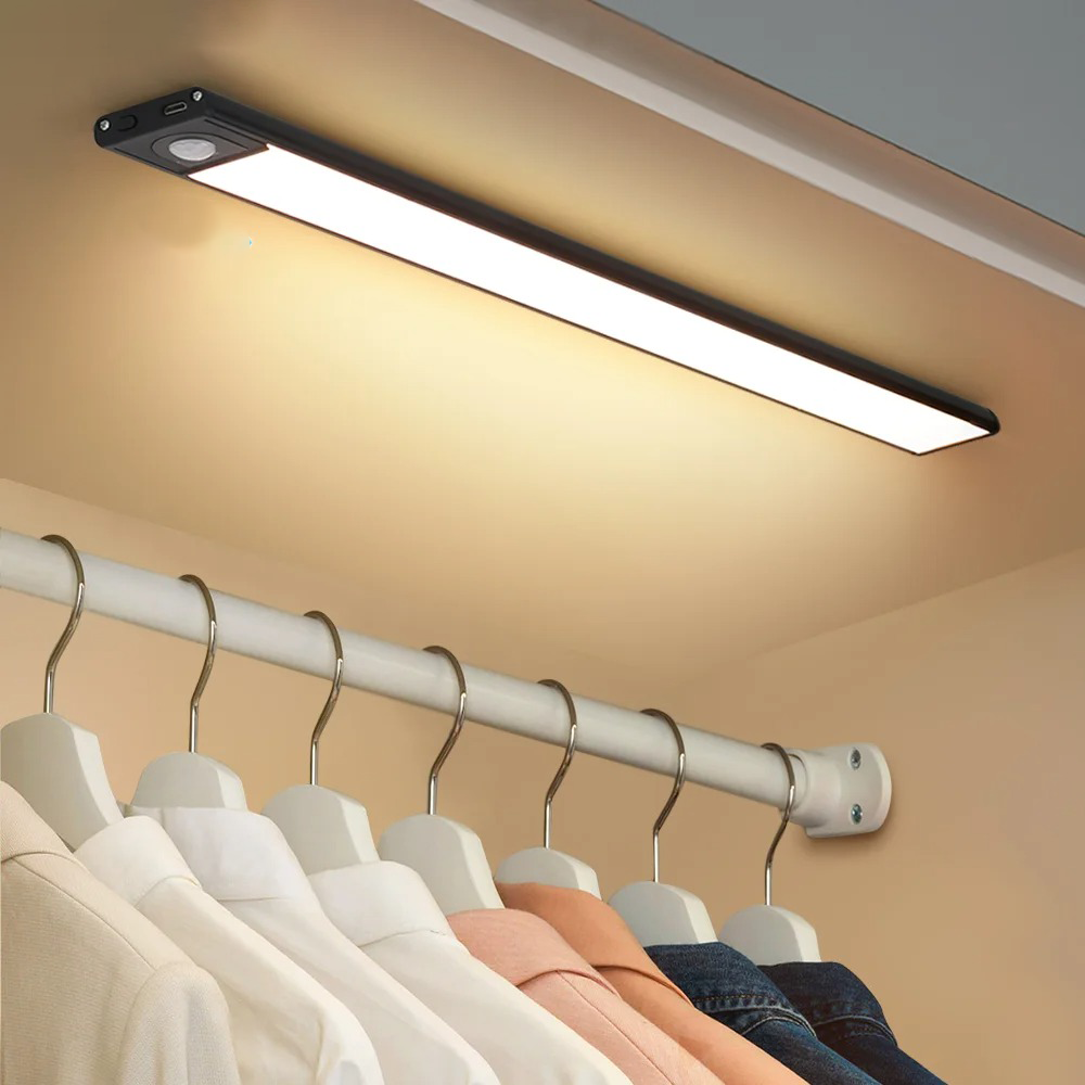 Motion Sensor LED Under Cabinet Light Rechargeable Magnetic Strip Battery Powered Kitchen Closet Pantry Hallway Wireless Lighting Bar for Co | Thomler