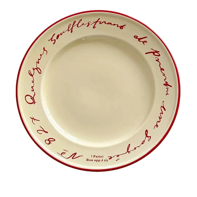 Decoratief Bord Pastel Frans Design Keramiek 20.5cm Ontbijt Tafelservies Cadeau | Sansoti