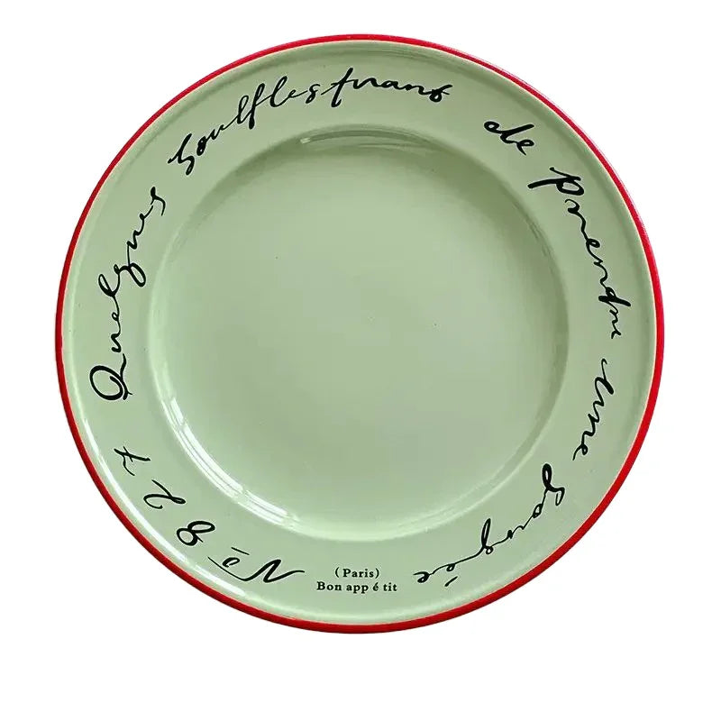 Decoratief Bord Pastel Frans Design Keramiek 20.5cm Ontbijt Tafelservies Cadeau | Sansoti