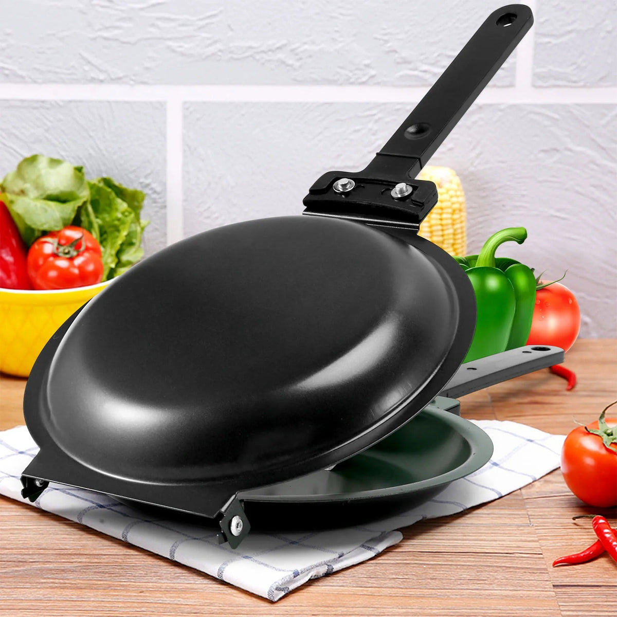 Dual-Sided Flip Pancake Pan with Non-Stick Coating – Stainless Steel Griddle for Perfect Flapjacks, Eggs & More – Easy Turn Breakfast | Thomler