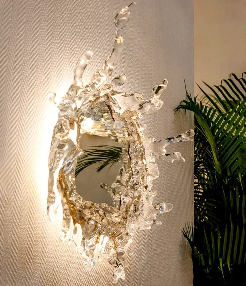Textured Mirror Sconce with Ripple Glass & Integrated LED | Thomler