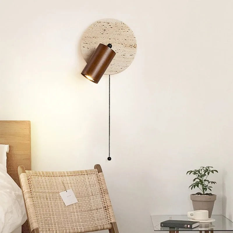Wall Lamp Travertine Stone 7.1 in Rotatable Warm Light Bedroom Reading Accent Lighting Fixture | Thomler