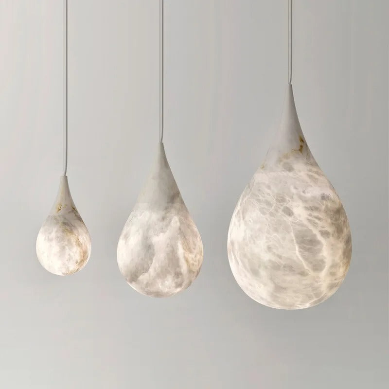 Organic Stone Hanging Lamp with Adjustable LED Light Temperature for Dining Room & Kitchen Island | Thomler