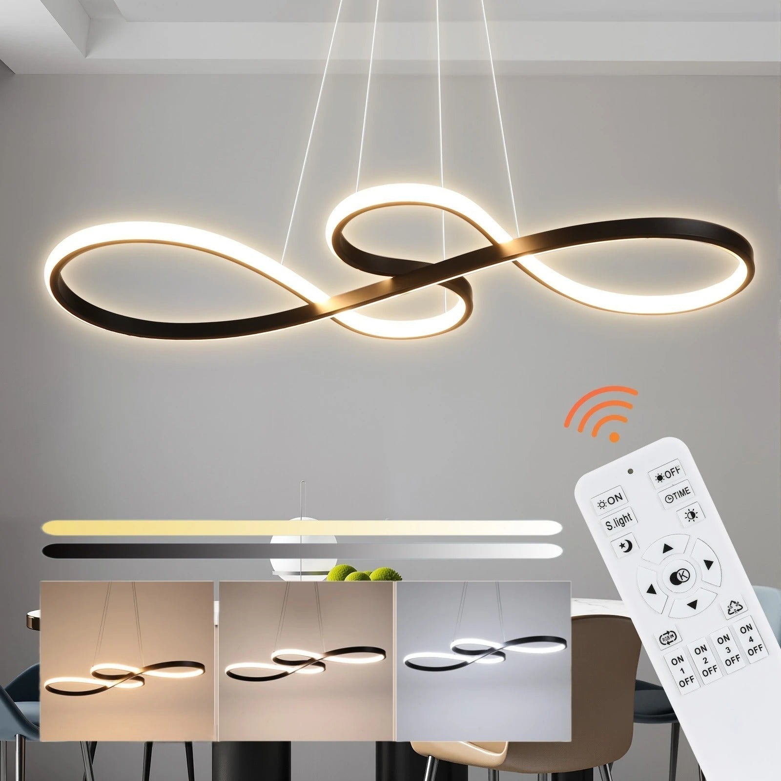 Pendant Light Aluminum LED Ring 75.0 cm Adjustable Dining Room Living Area Modern Dimmable Hanging Lamp Remote Control | Thomler
