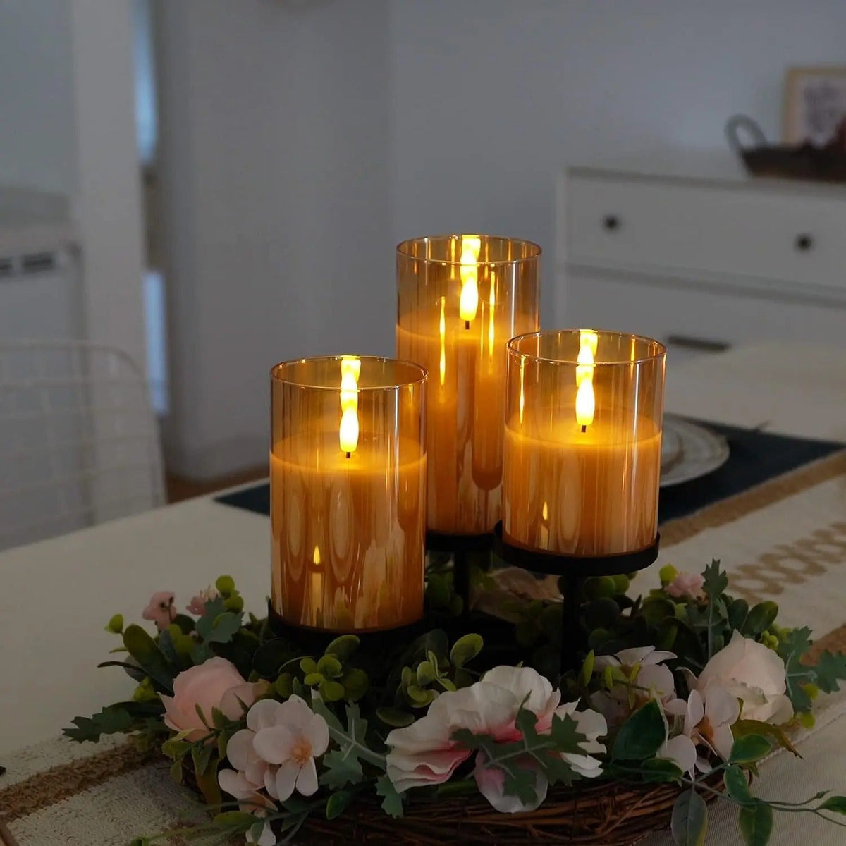 Flameless LED Pillar Candles with Remote Control & Timer – 3-Piece Set, Realistic Flickering Flame Effect for Living Room, Bedroom, Dining | Thomler