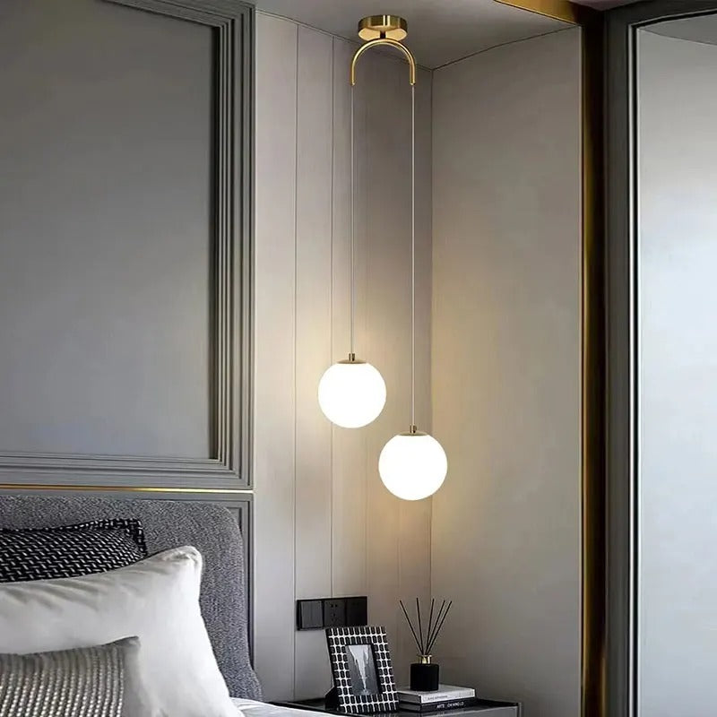 Modern Glass Drop Ceiling Fixture with Integrated LED Lighting for Dining Room & Bedroom | Thomler
