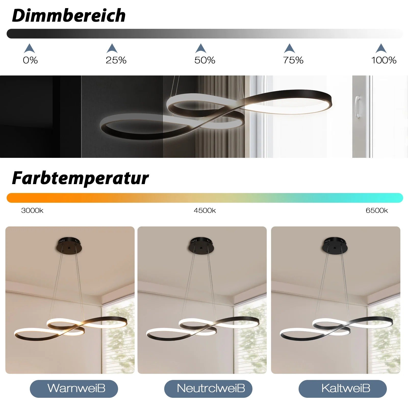 Pendant Light Aluminium LED Rings 95.0 cm Gold Dimmable Dining Room Living Room Hanging Ceiling Lamp Remote Control | Thomler