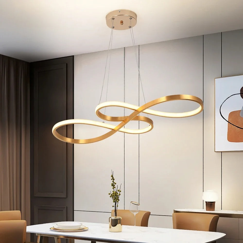 Pendant Light Aluminium LED Ring 95.0 cm (37.4") Black Dining Room Dimmable Remote Control Hanging Ceiling Light | Thomler