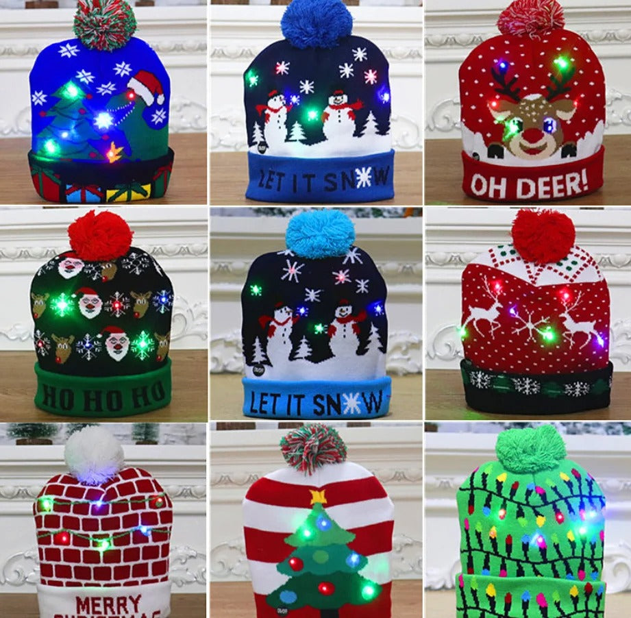 Illuminated Holiday Knit Cap with LED Lights – Festive Winter Beanie for Christmas Parties | Thomler