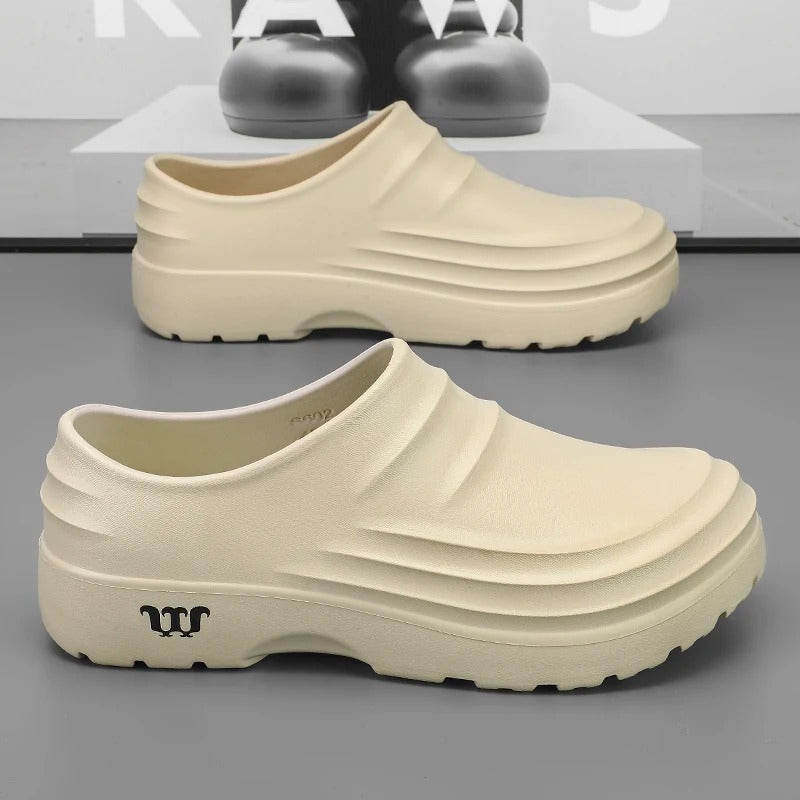 Men's Non-Slip Work Shoes Oil-Resistant Slip-On Kitchen Footwear Lightweight Chef Sneakers Restaurant Safety Shoes | Thomler