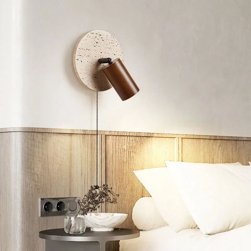 Wall Lamp Travertine Stone 7.1 in Rotatable Warm Light Bedroom Reading Accent Lighting Fixture | Thomler
