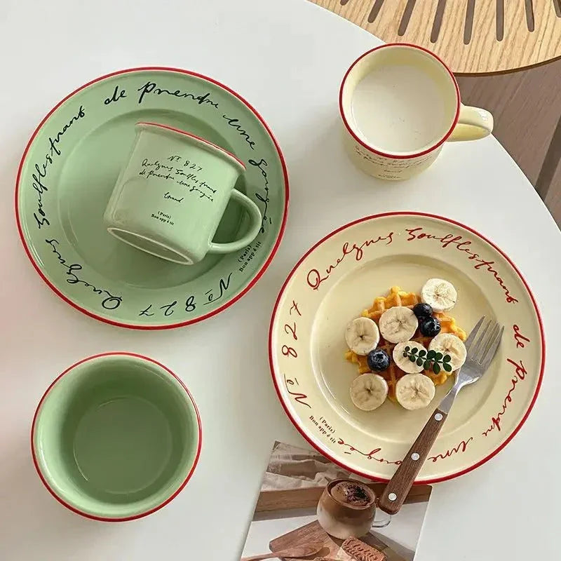 Decoratief Bord Pastel Frans Design Keramiek 20.5cm Ontbijt Tafelservies Cadeau | Sansoti