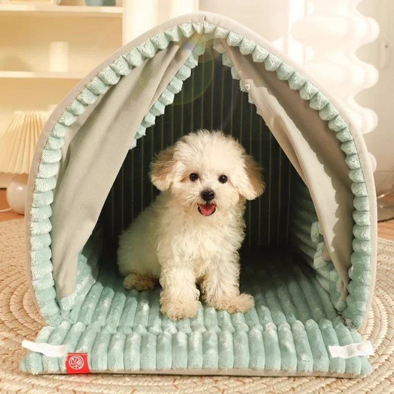 Canopy Den for Dogs & Cats with Privacy Drapes – Cozy, Foldable Pet Hideaway Tent | Thomler