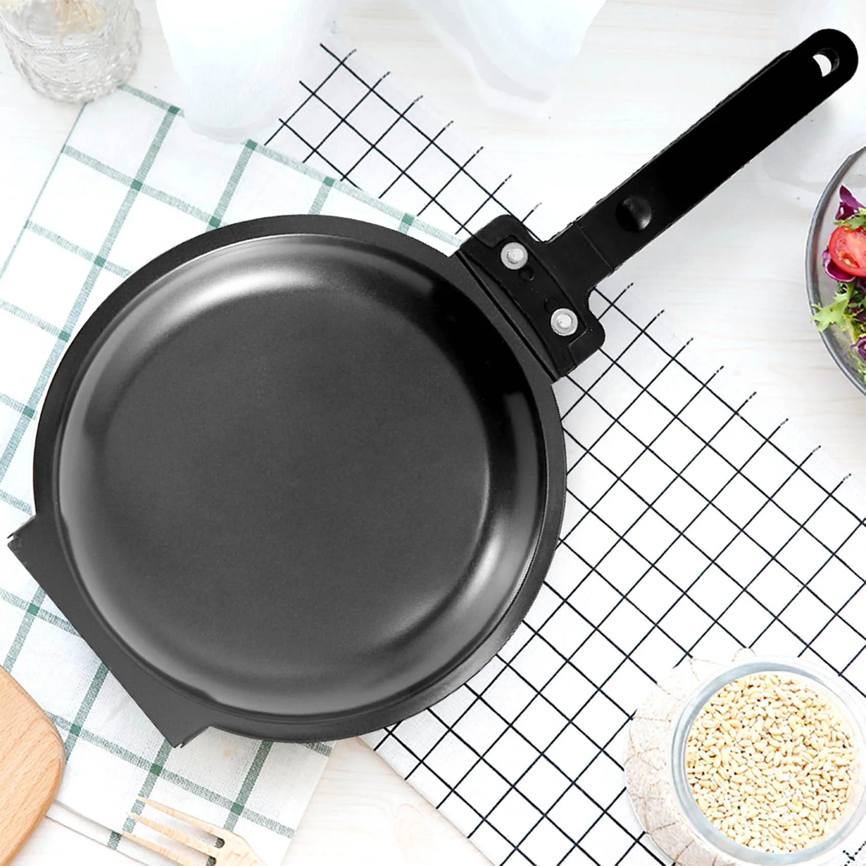Pancake Pan Stainless Steel 19.0 cm Black Double Sided Non Stick Omelette Egg Breakfast Cooker | Thomler