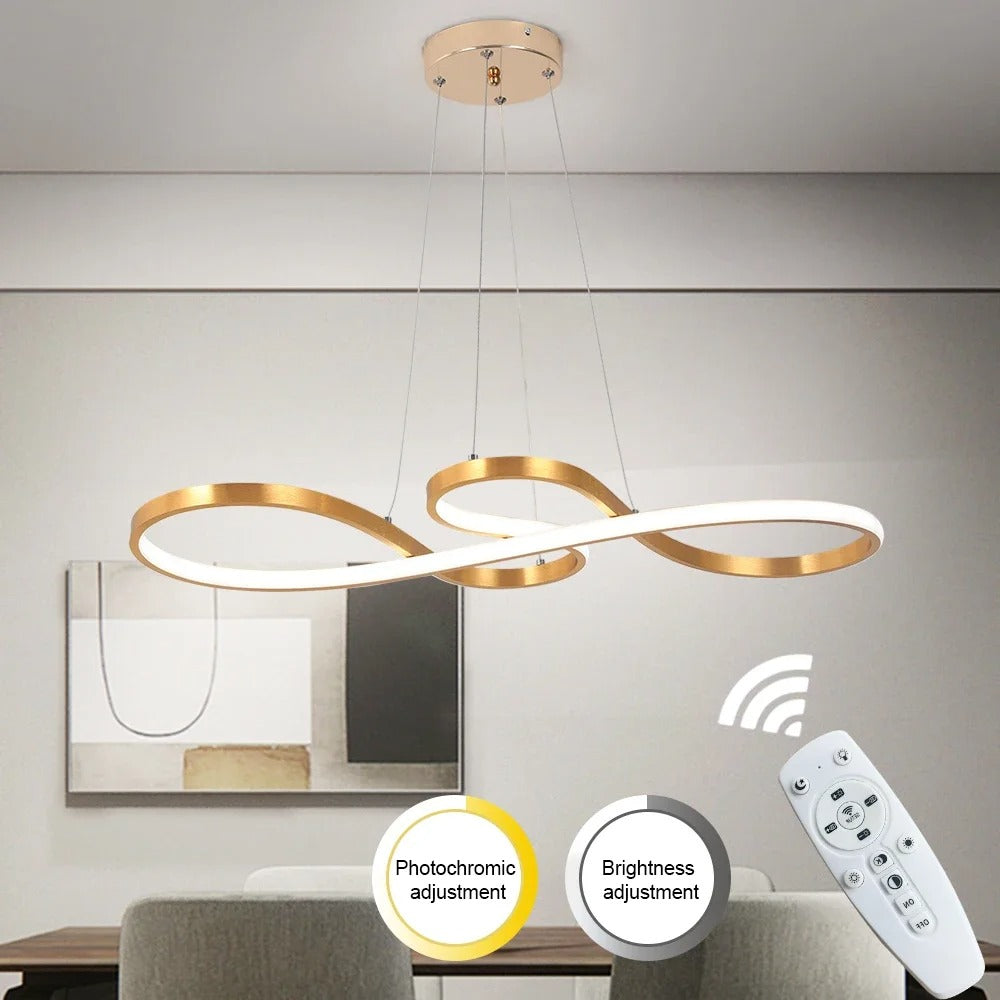 Pendant Light Aluminium LED Ring 95.0 cm (37.4") Black Dining Room Dimmable Remote Control Hanging Ceiling Light | Thomler