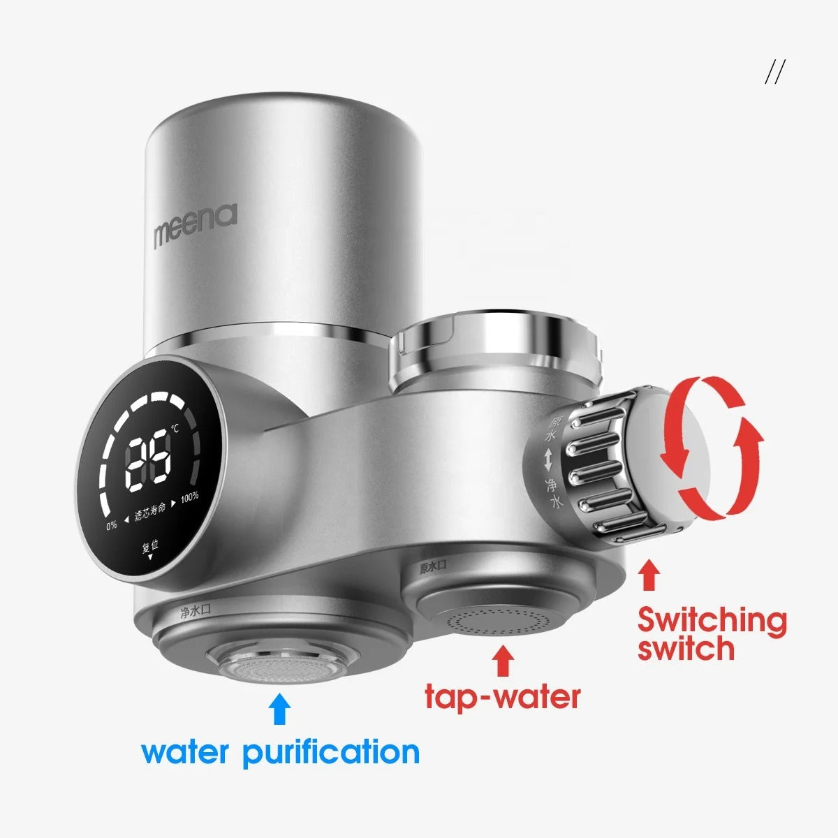 LED Kitchen Faucet Water Filter – Food-Safe Stainless Steel, Dual-Mode Purifier with Temperature Display | Thomler