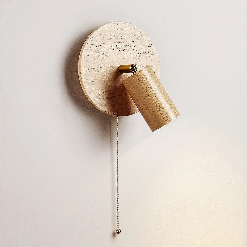 Wall Lamp Travertine Stone 7.1 in Rotatable Warm Light Bedroom Reading Accent Lighting Fixture | Thomler