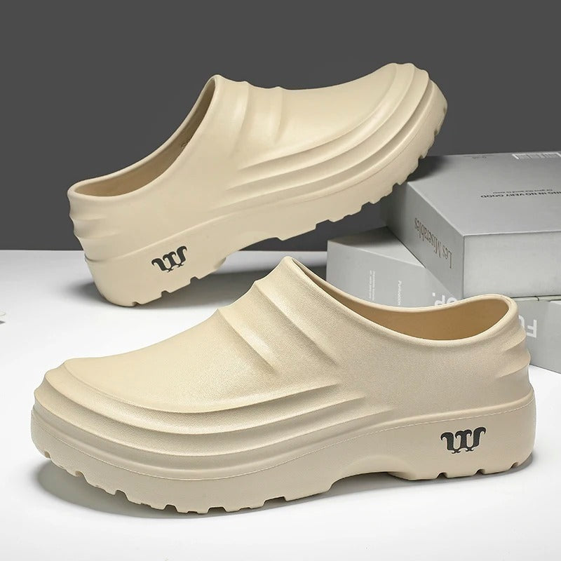 Men's Non-Slip Work Shoes Oil-Resistant Slip-On Kitchen Footwear Lightweight Chef Sneakers Restaurant Safety Shoes | Thomler