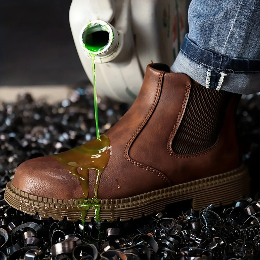 Steel Toe Work Boots for Men - Slip Resistant Industrial Safety Shoes with Waterproof Upper | Thomler