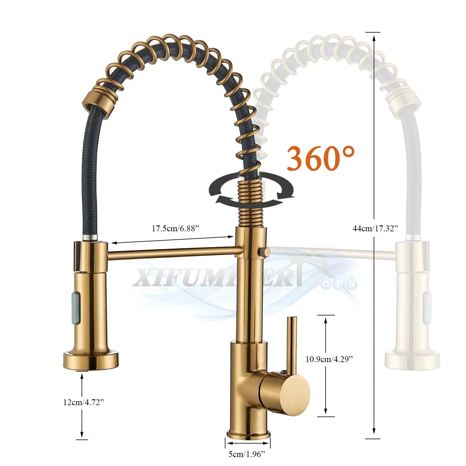 Kitchen Faucet Solid Brass 360° Swivel Pull Out Spray Head Modern Sink Mixer Tap For Double Sink Industrial Kitchen | Thomler