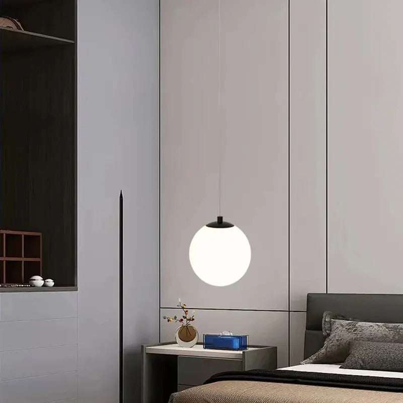 Modern Glass Drop Ceiling Fixture with Integrated LED Lighting for Dining Room & Bedroom | Thomler