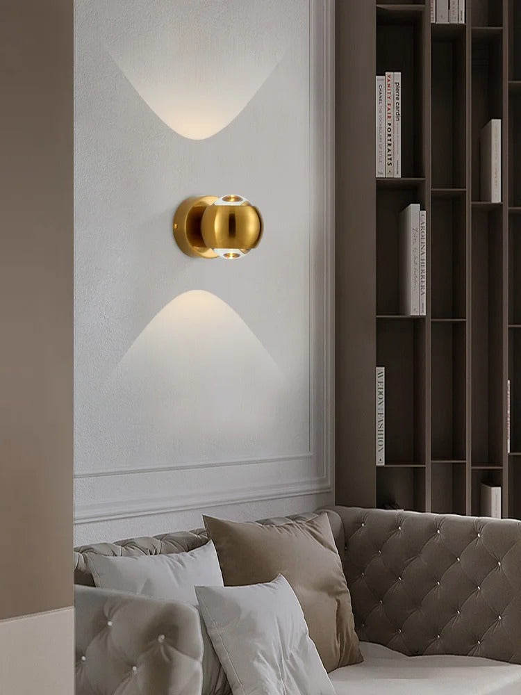 Contemporary Copper LED Wall Sconce Up Down Light for Entryway Hallway Bedroom Bathroom Gold Black Chrome | Thomler