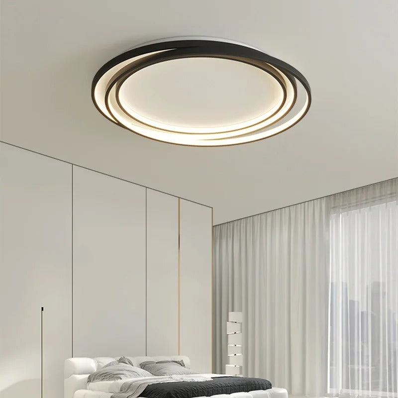 Modern LED Ring Flush Mount Ceiling Fixture – Adjustable Brightness Metal & Acrylic Light for Living Room, Bedroom, Kitchen | Thomler
